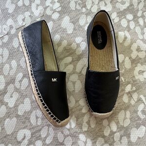 Michael Kors Black Kendrick Slip On Leather Espadrilles